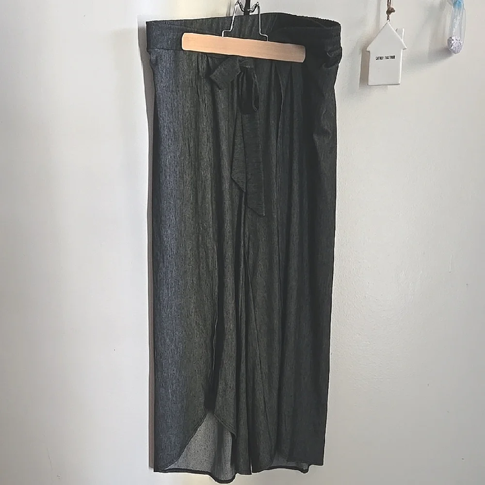 Shosho Boho Wrap Palazzo Split Wide Leg Pants - Picture 2 of 7